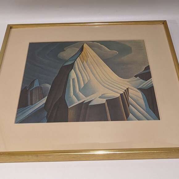Framed Lawren Harris “Mount Lefroy” Print – Vintage 80s Metal Frame - Group of 7 - Picture 4 of 5